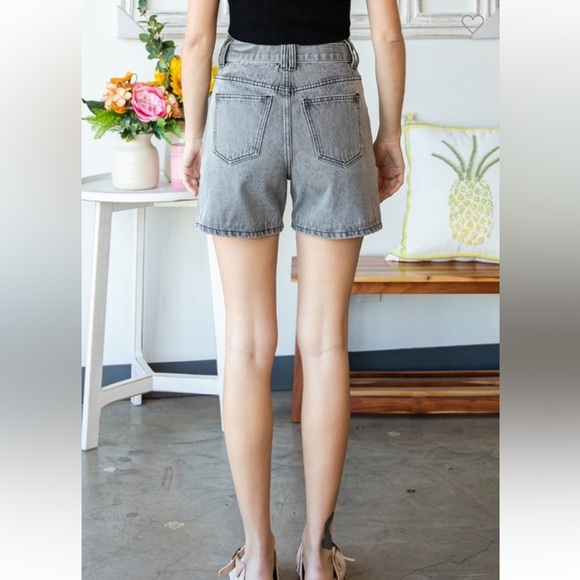 New nwt Veveret Gray Women's Denim Shorts high waist S M L - Picture 3 of 4